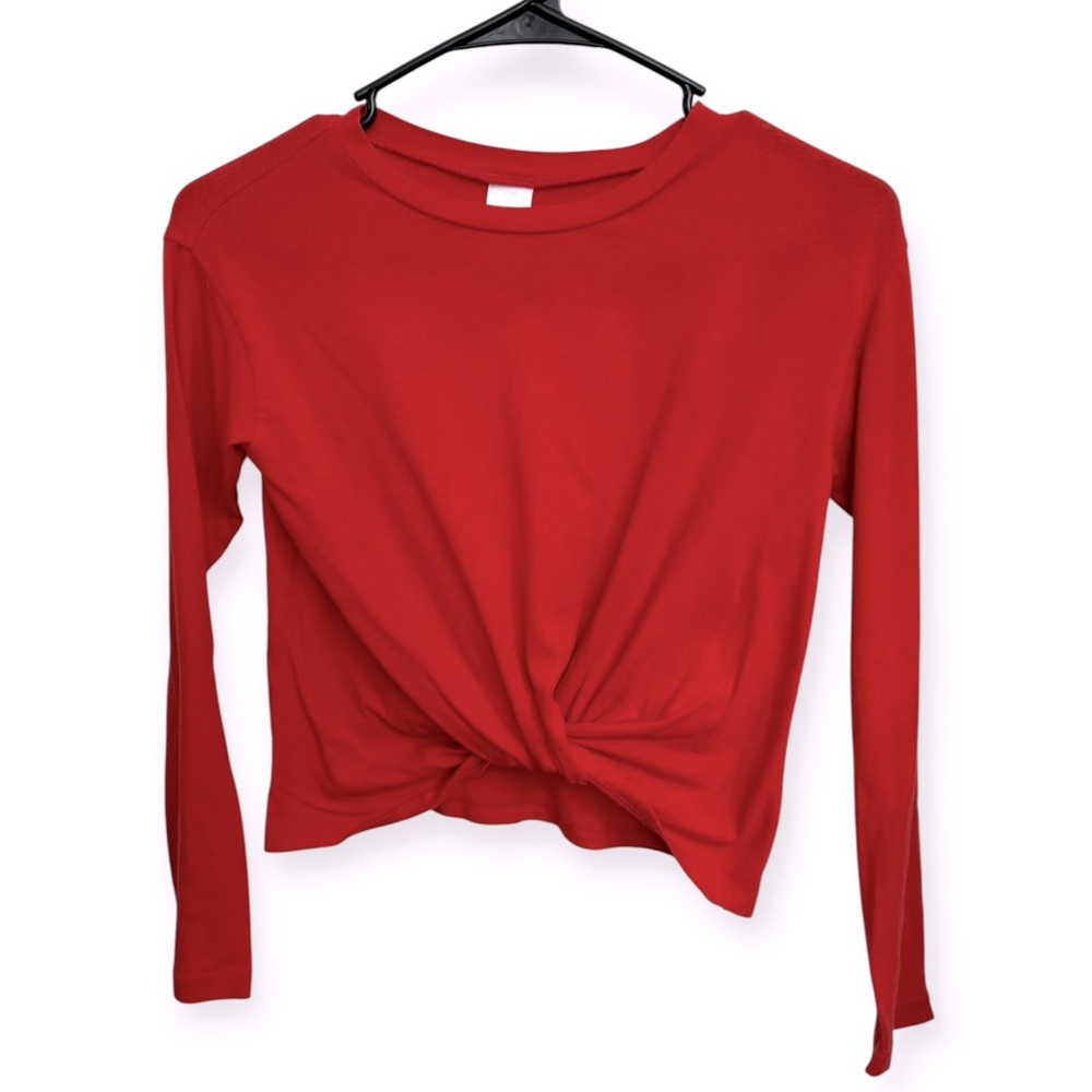 Nordstrom Cherry Red Twist Front Long Sleeve‎ Top M8/10